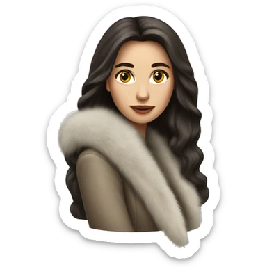 Beautiful long hair brunette mob wife with fur coat sticker
