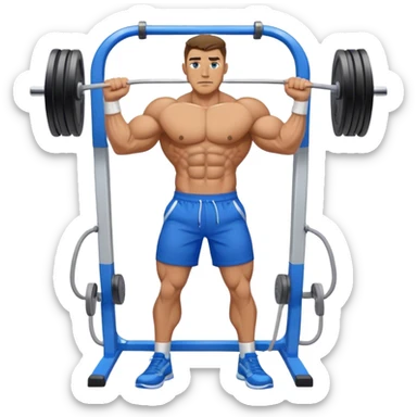 standing fit man with blue shorts cable-machine-exercise sticker
