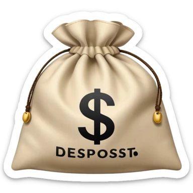money bag with DEPOSIT written on it, bank deposit bag, dollar sign, canvas bag sticker