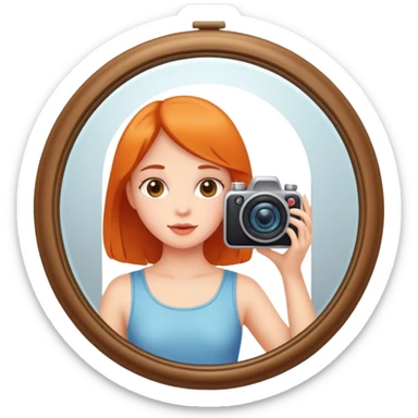 girl make photo in the mirror sticker