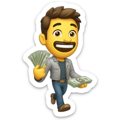 hombre saltando feliz mucho money dinero sticker