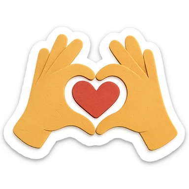 heart hands icon, hands forming a heart, layered paper effect, cut-out look sticker