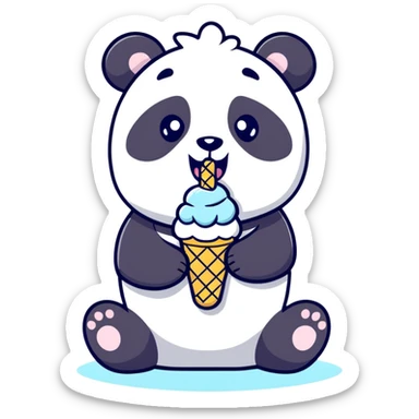 Realistic panda eating ice cream  sticker