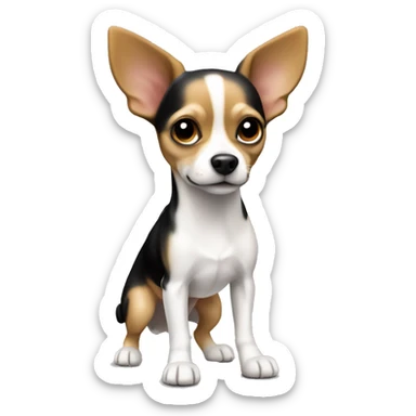 Chihuahua jack russel dog, black & white & tan full body  sticker