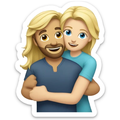 Blonde friend female hugging male bearded friend  sticker