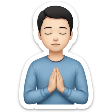 A man prayering with black hari skin colour white and with casual dress sticker