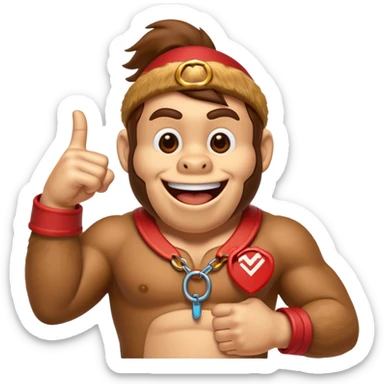 Can you create a humorous donkey kong emoji that sarcasticly points to an extra large role tag of "CTO" pinned on the chest of donkey kong.
should look excessively proud with broad smile sticker