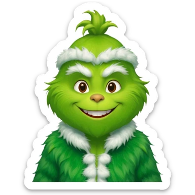 Grinch in green fur coat sticker
