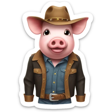 Pig wearing a cow boy hat  sticker