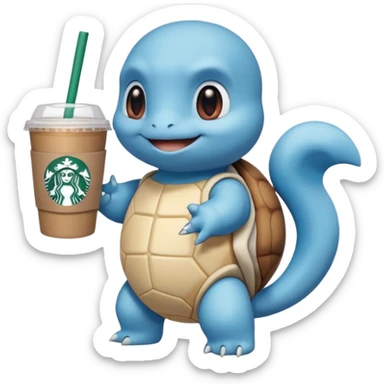 Squirtle with a Starbucks cup sticker