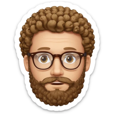 white man with glasses and curly beard sticker