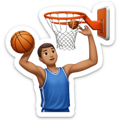 an arm dunking a basketball into a hoop sticker