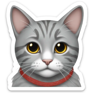 cat grey whitw straps Christmas sticker