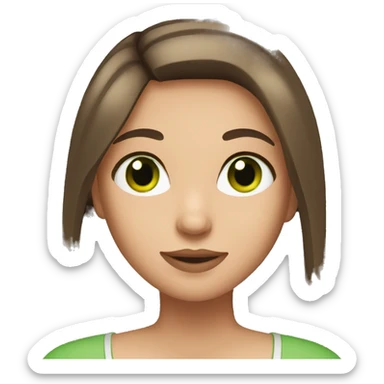 Girl with straight brown hair and green eyes sticker