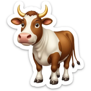 cow with body as planet Saturn with visible rings and gigantic human feet sticker