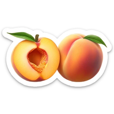 Peach sliced in half with 2 visible feet  sticker