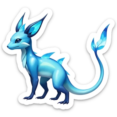 Colorful Dark Shiny Exotic Salandit-Aurorus-Glaceon-Fakémon-hybrid-creature (full body)  sticker