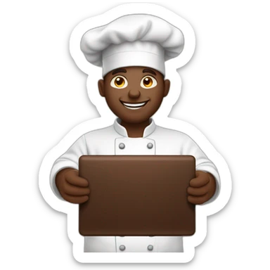 Chef chocolatier avec une tablette dans les mains sticker