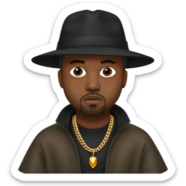 Kanye West wearing a pointy black hat sticker
