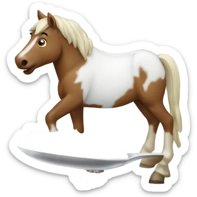 Horse eating snow off spoon sticker