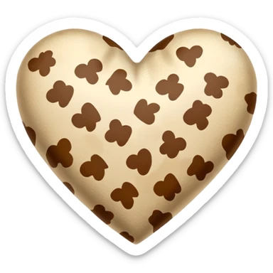 Beige Cow print heart  sticker