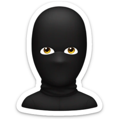 man in black suit and black balaclava with 2 holes for eyes sticker