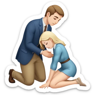 man bowing to woman on his knees sticker