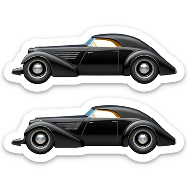  the animated series aerodynamic futuristic Batmobile loosely based on 1936 cord 812 (flat long straight faceted mechanical body) stealthy understated street rod  sticker