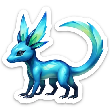 Colorful Dark Shiny Exotic Salandit-Aurorus-Glaceon-Fakémon-hybrid-creature (full body)  sticker