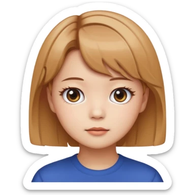 Jeongyeon de TWICE portrait emoji, light brown short hair, big eyes sticker