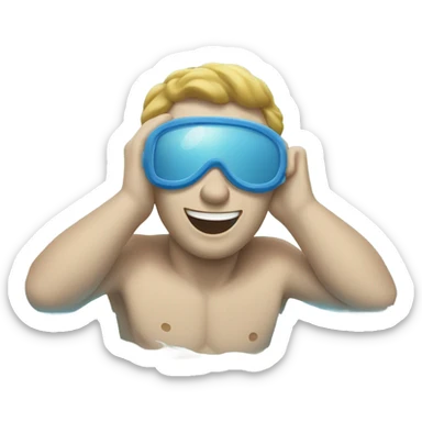 An emoji of a fair-skinned man happily diving headfirst into a pool. sticker
