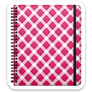 Notebook with pink and red diamond pattern on cover sticker