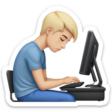 person with bad back or neck posture emoji (like sitting all tilted towards computer) sticker
