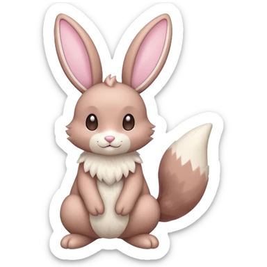Pastel pink and pastel brown and pastel white Lopunny-Cinccino-fusion (full body) sticker