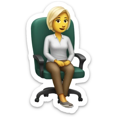 white woman sitting down on a chair sticker