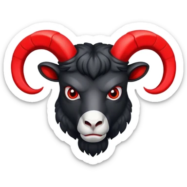large angry black ram with red horns sticker