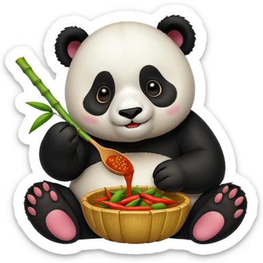 Panda eating malatang sticker