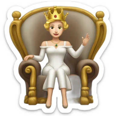 man whorshipping a queen on the throne sticker