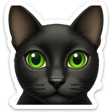 black cat with green upturned eyes  sticker