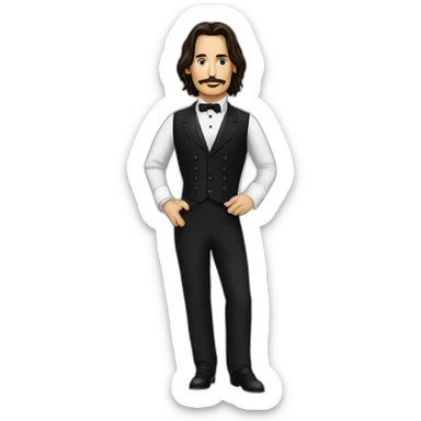 jhonny depp as a waiter sticker