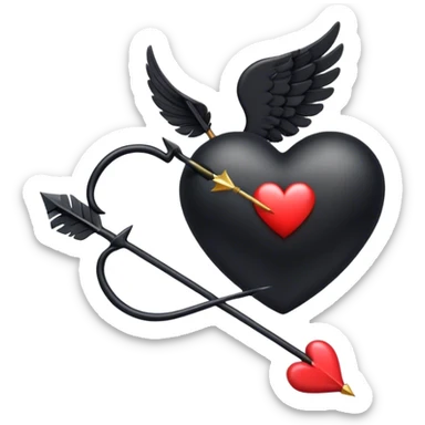 black heart with Cupid arrow sticker