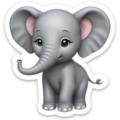 Cinematic Noble Baby Elephant Portrait Emoji, Poised and regal, with a tiny, endearing build and a soft, smooth gray hide, delicate floppy ears and a small, curious trunk, deep-set soulful eyes, Simplified yet sharp and sophisticated features, highly detailed, glowing with a gentle, dignified glow, high shine, intelligent and adorable, stylized with an air of miniature majesty, focused and attentive, soft glowing outline, capturing the essence of a watchful and confident little elephant, so majestic it feels as though it could toddle out of the screen with effortless authority! sticker