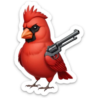 Red cardinal holding gun sticker
