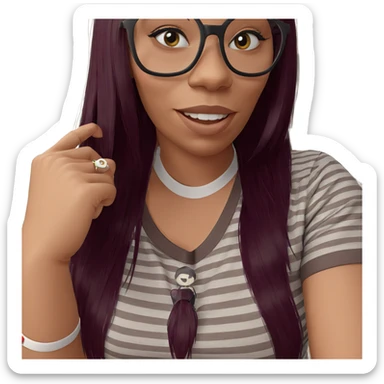 smiling girl in striped shirt sticker