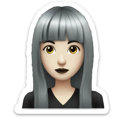 Pale Goth girl with long black hair and bangs sticker