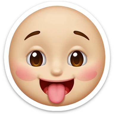cartoon emoji face with blushing cheeks, winking and sticking out tongue, playful and mischievous sticker