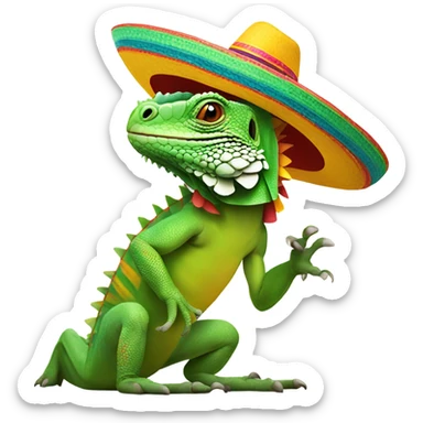 Iguana wearing a mexican sombrero sticker