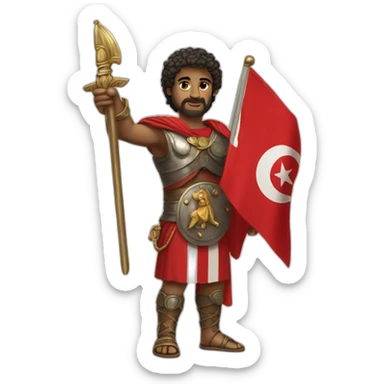 Hannibal barca holding tunisia flag sticker