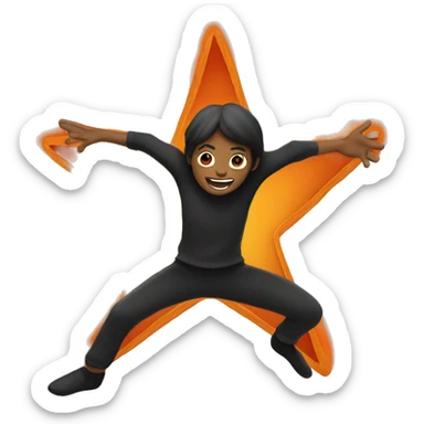 jumping star half black, half orange burnt sticker