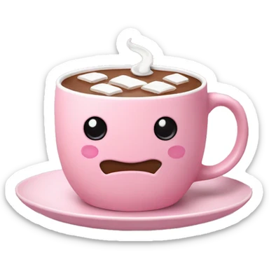 hot chocolate in a pastel pink mug on a plate sticker